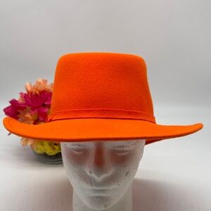 Lite Felt Orange Fedora Hat One Size